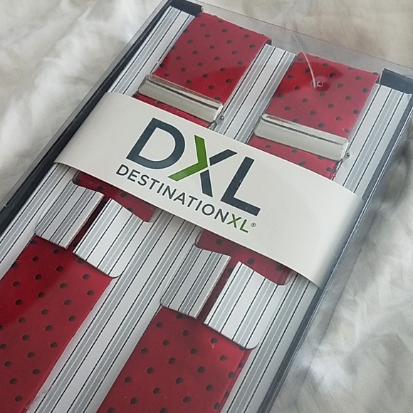 NWT red suspenders with navy polka dots - Picture 1 of 4